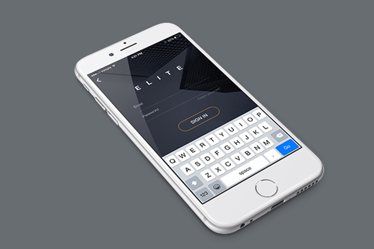Elite Mobile App Login, an iPhone Mockup by Isma Shop (Photo 4 of 4)