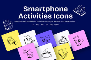 Smartphone Activities Icons, an Outline Icon by Vectors Market