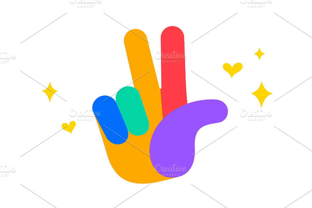 Hand sign Love, Peace, Victory. Fun, a Person Illustration by Foxys Graphic