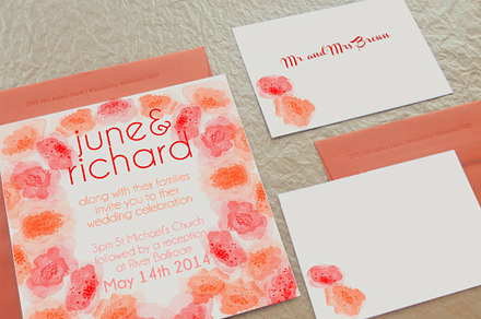 Watercolor Flowers & Invitation
