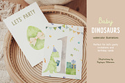 Birthday Baby Dinosaurs watercolor, an Animal Illustration by Watercolor Nastasia Art (Thumbnail 6 of 7)