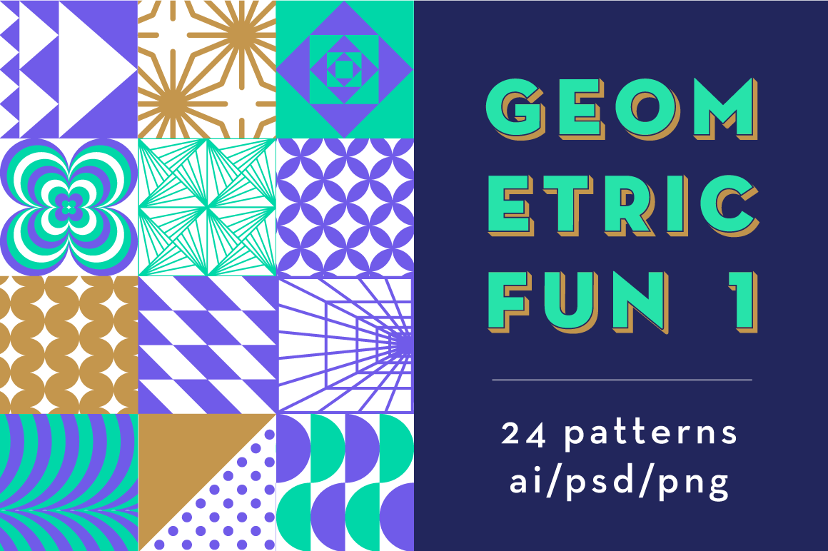Geometric Fun 1 ~ 24 patterns, a Pattern Graphic by kloroform