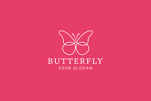 Butterfly Logo Vector Line Outline