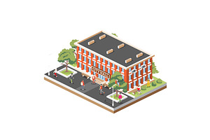 Isometric illustration of a city hal, an Illustration by Booblgum