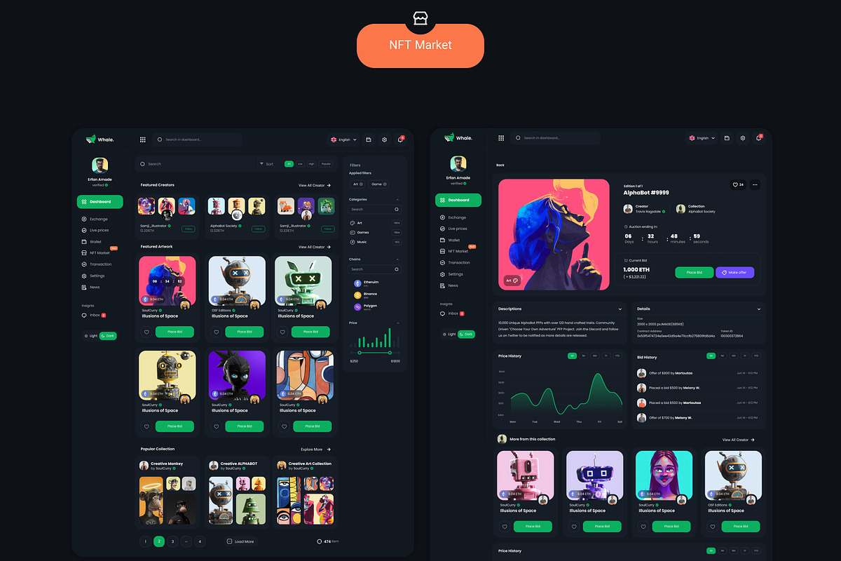 Crypto Whale-Crypto & NFT Dashboard UI kit preview 5