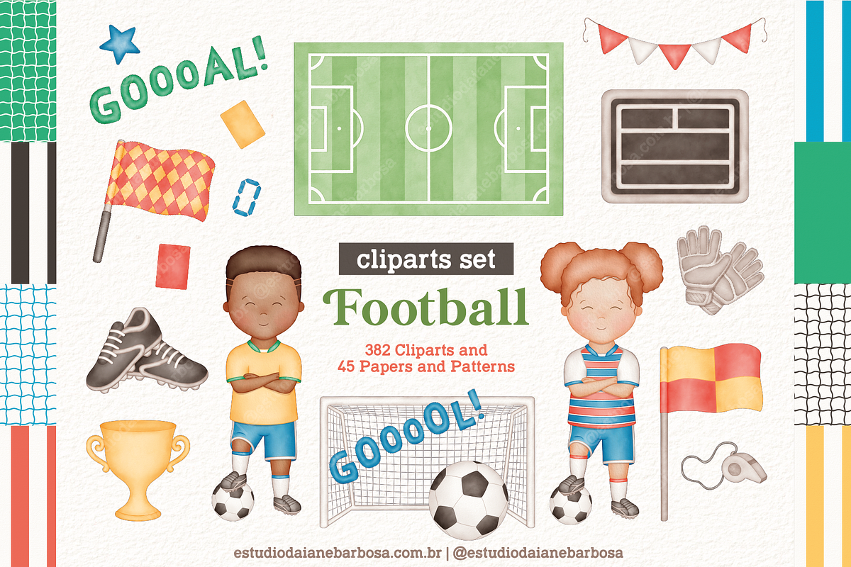 Football - Cliparts Set, an Illustration by Estudio Daiane Barbosa (Photo 1 of 10)