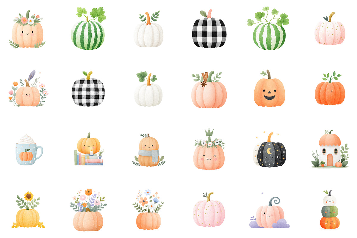 Watercolor Pumpkin Clipart Set, an Illustration by Sublimation Artist (Photo 2 of 6)