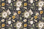 Set Seamless Flowers Dogrose Pattern, a Pattern Graphic by Vintage (Thumbnail 4 of 10)