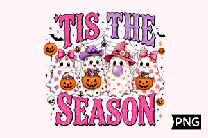 Tis The Season Cute Halloween Ghosts, a Seasonal Illustration by Creative Art