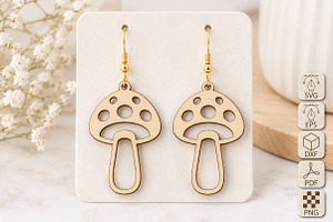 Mushroom Earrings Laser Cut SVG
