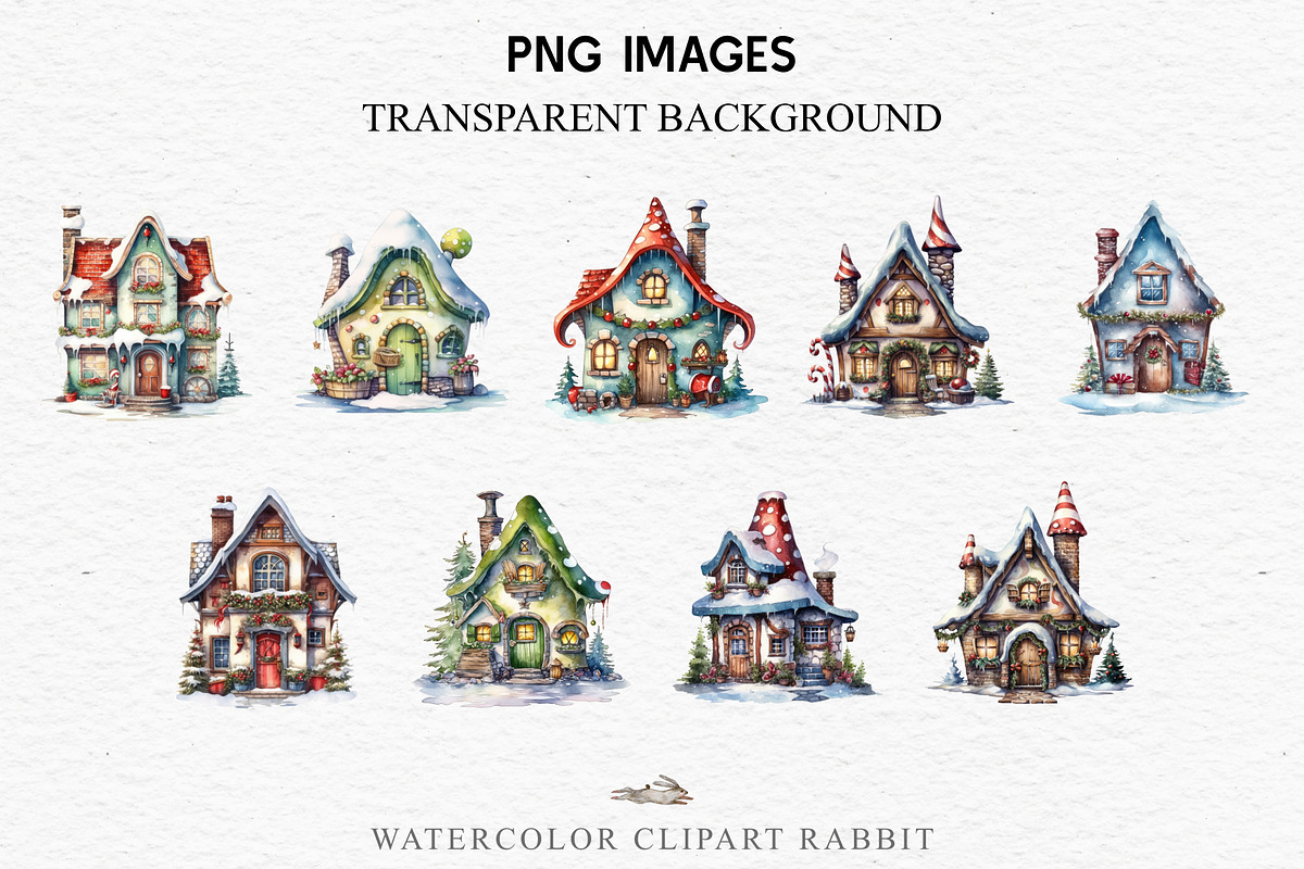 Christmas Santa House Winter Clipart, a Seasonal Illustration by Rabbit Heart (Photo 3 of 10)