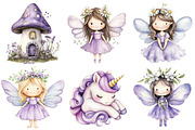 Watercolor Magical Fairies Clipart, a Seasonal Illustration by CitraGraphics (Thumbnail 3 of 5)