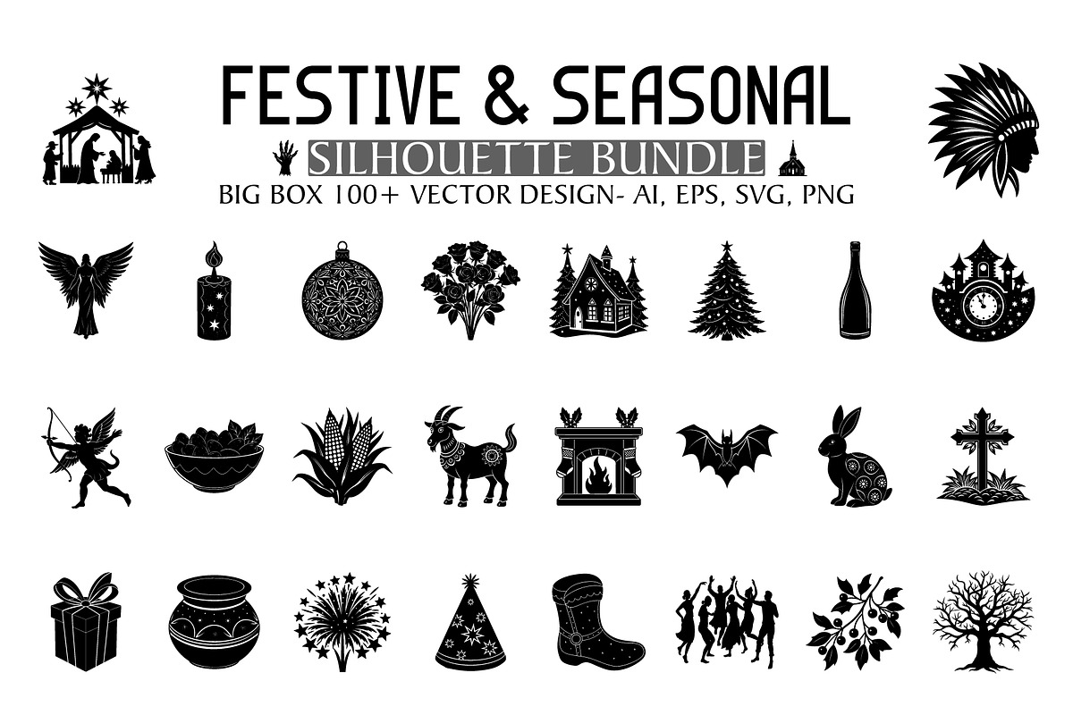 Festive & Holiday Silhouettes, an Illustration by Creative_View (Photo 2 of 4)