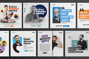 50 Marketing Agency Posts Bundle, a Social Media Template by Saman Osama