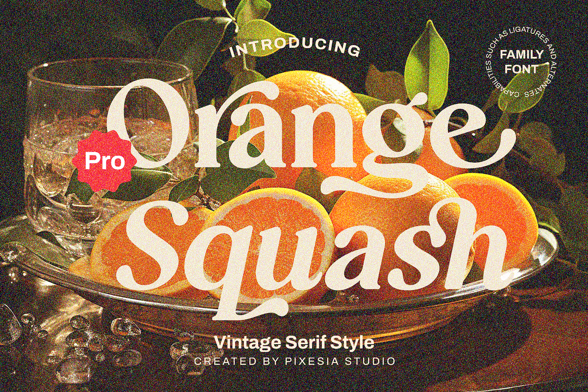 Orange Squash Pro - Vintage Serif, a Serif Font by Pixesia Studio (Photo 1 of 10)
