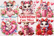 Valentine Cute Mice Clipart Bundle, a Seasonal Illustration by Craft Nest (Thumbnail 1 of 5)