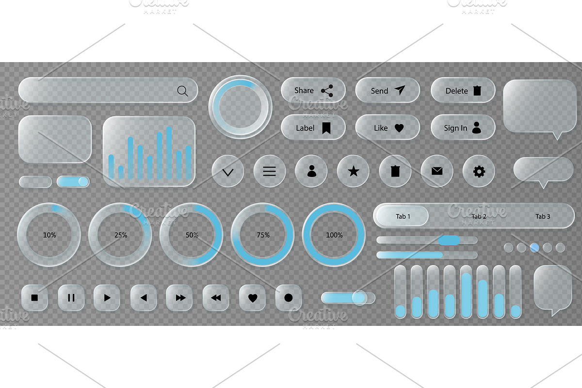 Glassmorphism UI set with, an Object Illustration by winwin.art