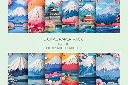 Japanese Paper Art Landscape Set