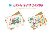 10 Colorful Birthday Cards Bundle, a Card Template by Print Haven (Thumbnail 2 of 3)