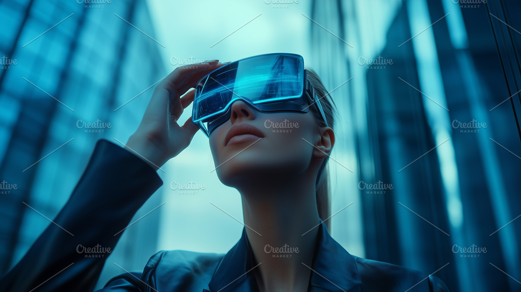 Futuristic businesswoman using, a Business Photo by MistyDay