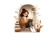 Prompt Spring Reading Clipart, a Seasonal Illustration by Creative design (Thumbnail 3 of 7)