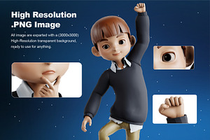 3D Character Boy Child Pose Library