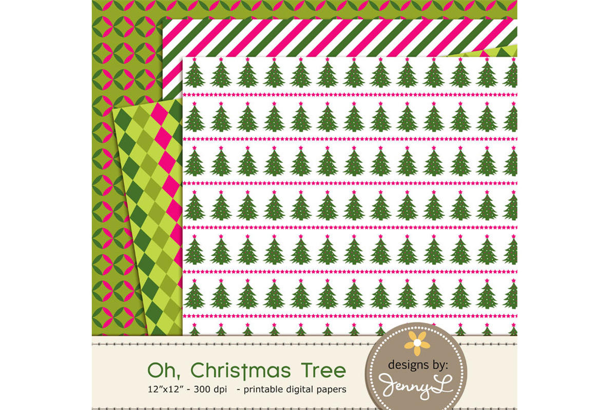 Christmas Trees Digital Papers, a Pattern Graphic by JennyL Designs (Photo 2 of 5)