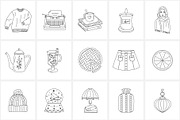 Winter everyday line icon set, an Outline Icon by NatalieArtShop (Thumbnail 2 of 16)
