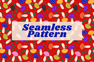 Autumn Pattern with Mushrooms
