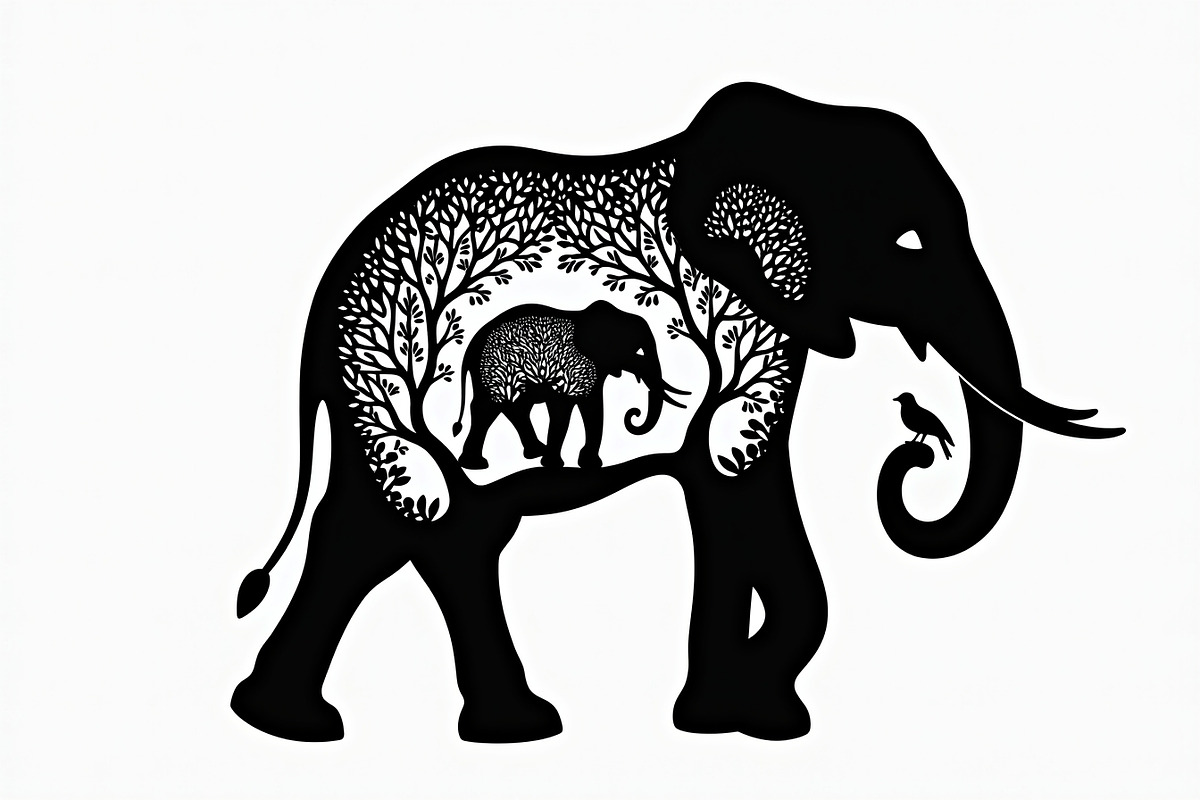 Silhouette of a Cute Elephant vector, an Illustration by Amazin_art (Photo 4 of 21)