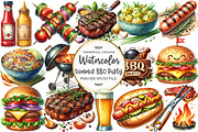 Summer BBQ Party Clipart, an Illustration by OK Design (Thumbnail 1 of 5)