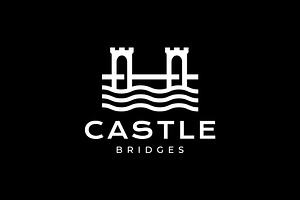 cable stayed bridge castle logo, a Branding & Logo Template by devastd