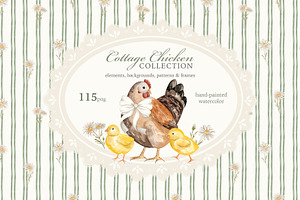 Cottagecore Chicken Watercolors, a Decorative Illustration by Ooh Lily