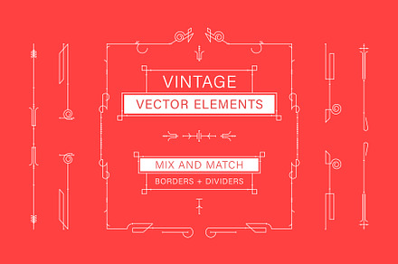 Vintage Vector Elements & Dividers, a Decorative Illustration by digiful