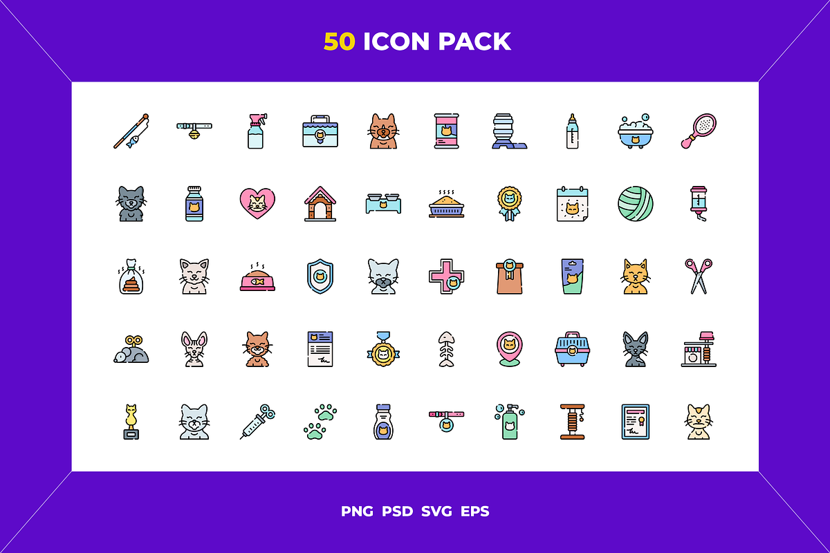 50 Cats icons, an Outline Icon by Wencory (Photo 1 of 2)