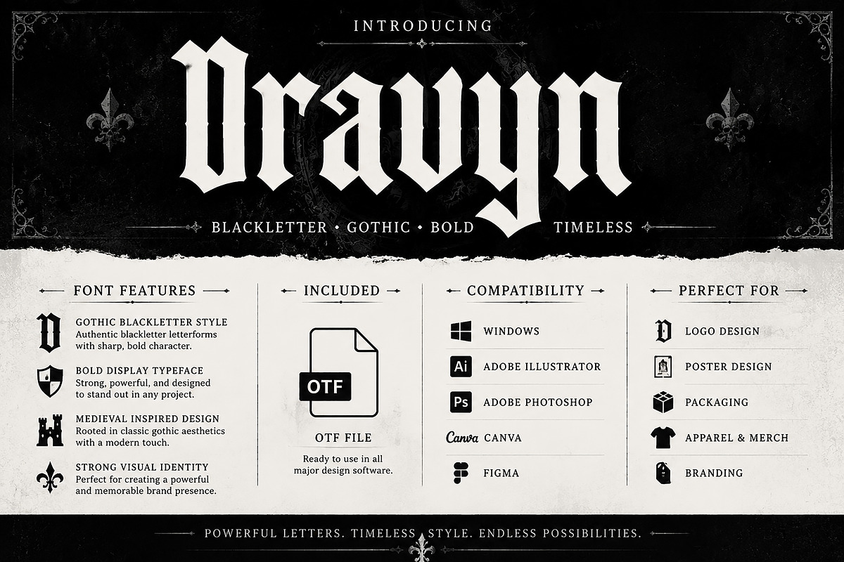 Dravyn – Gothic Blackletter Typeface, a Blackletter Font by Wow Magic (Photo 3 of 5)