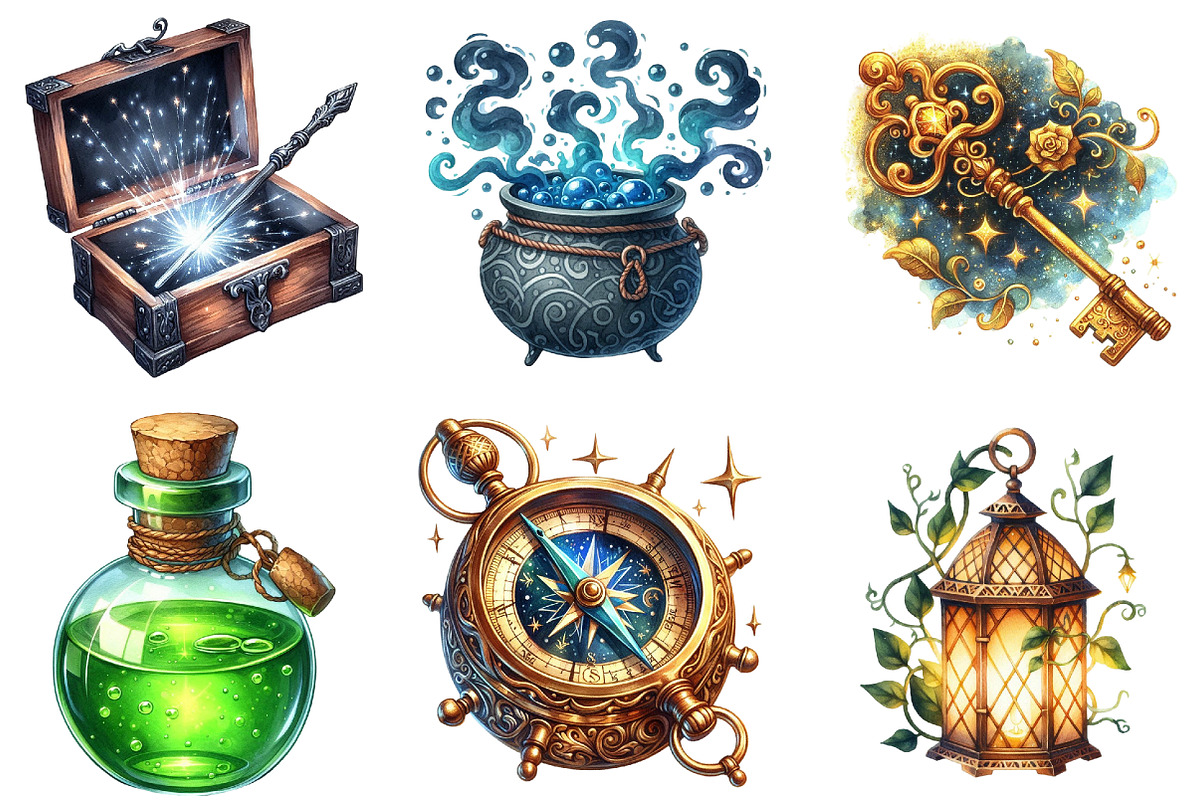 Cute Magic School Watercolor Clipart, an Illustration by Libby Wishes (Photo 3 of 12)