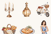 Watercolor Rome Vacation Clipart, an Object Illustration by BusyDaydesign (Thumbnail 6 of 9)