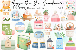 Hygge New Year Scandinavian Clipart, an Illustration by Sublimation Artist