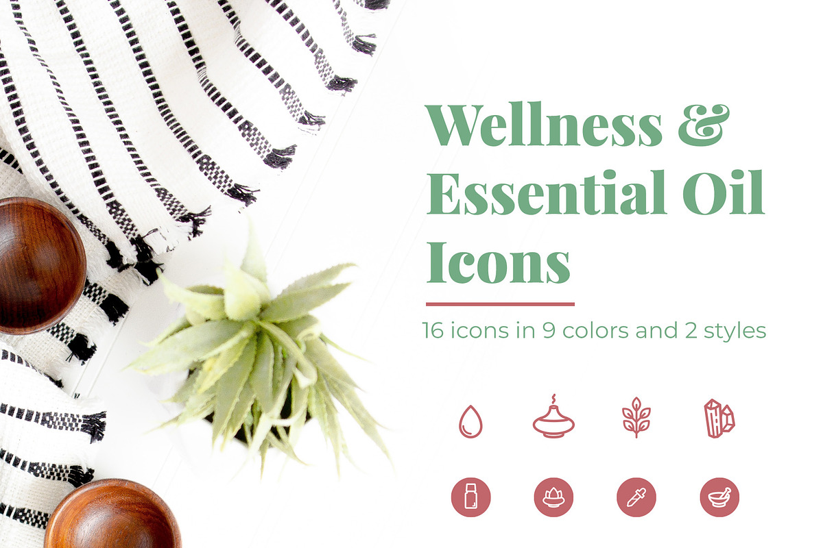 Wellness & Essential Oil Icons, an Outline Icon by M. E. Smith Design (Photo 1 of 4)
