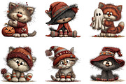 Halloween Cat Watercolor Clipart, a Seasonal Illustration by CreationArt (Thumbnail 4 of 5)
