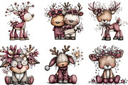 Whimsical New Year Reindeer Clipart, an Illustration by CraftArtStudio (Thumbnail 5 of 6)