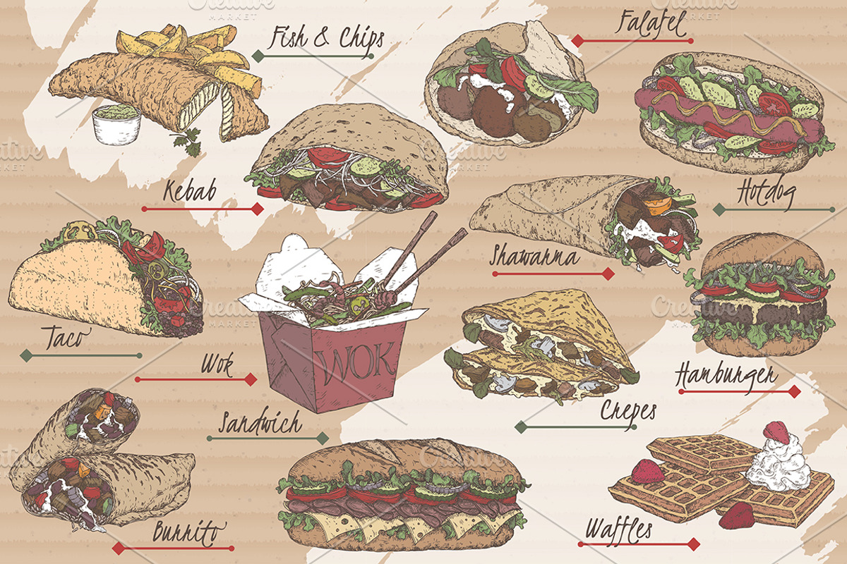 Street fast food collection, a Background Graphic by Quetzal Art (Photo 2 of 7)