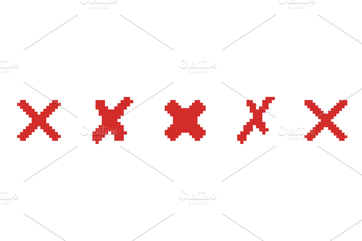 Set of Pixelated Red X Icons, an Object Illustration by Vector Creator