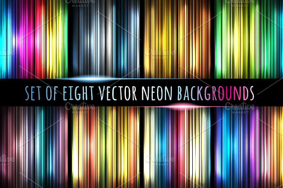 Set of eight neon backgrounds preview 3