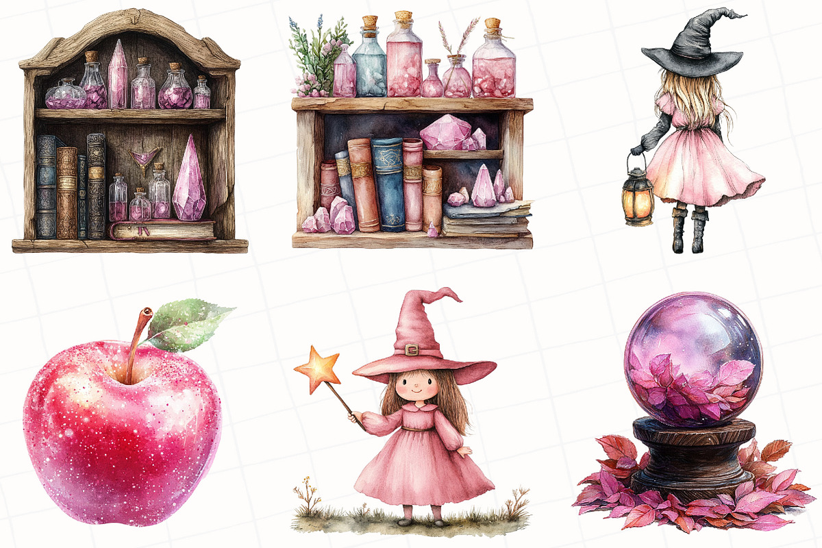 Cute Witchy Autumn Clipart, an Illustration by OK Design (Photo 4 of 5)