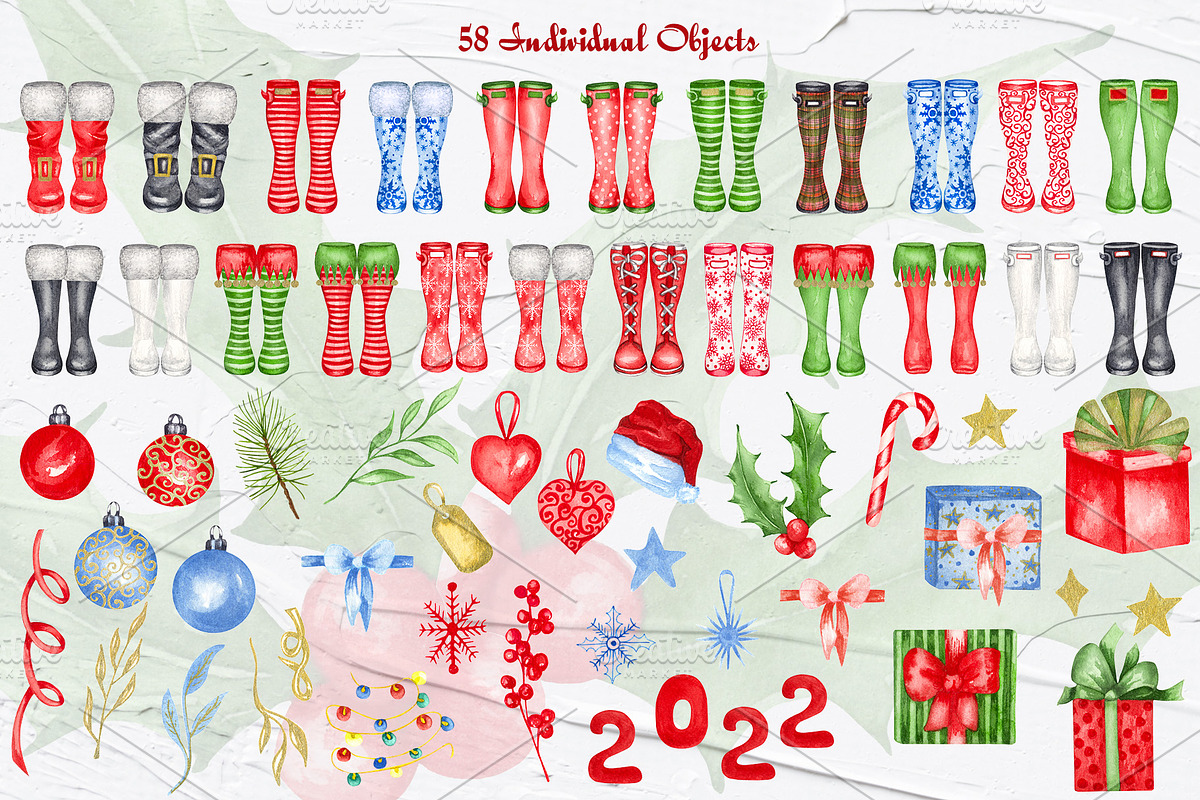 Christmas Wellington Boots Clipart, an Illustration by BarvArt (Photo 2 of 6)