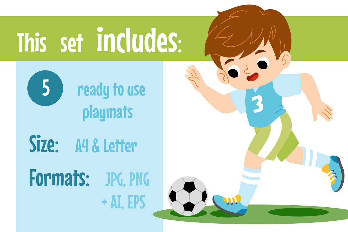 Football Printable Playmats for Kids, a Sport Illustration by Ksenya Savva (Photo 6 of 6)