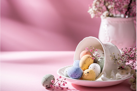 Easter eggs and spring flowers