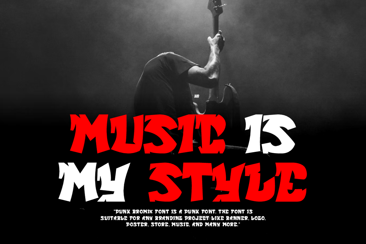 Punk Bromix - Music Font, a Sans Serif Font by Iqsiart Studio (Photo 5 of 6)